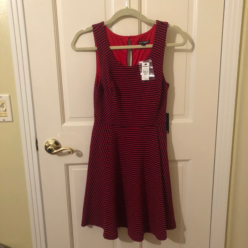 Express Red and Blue Striped Dress